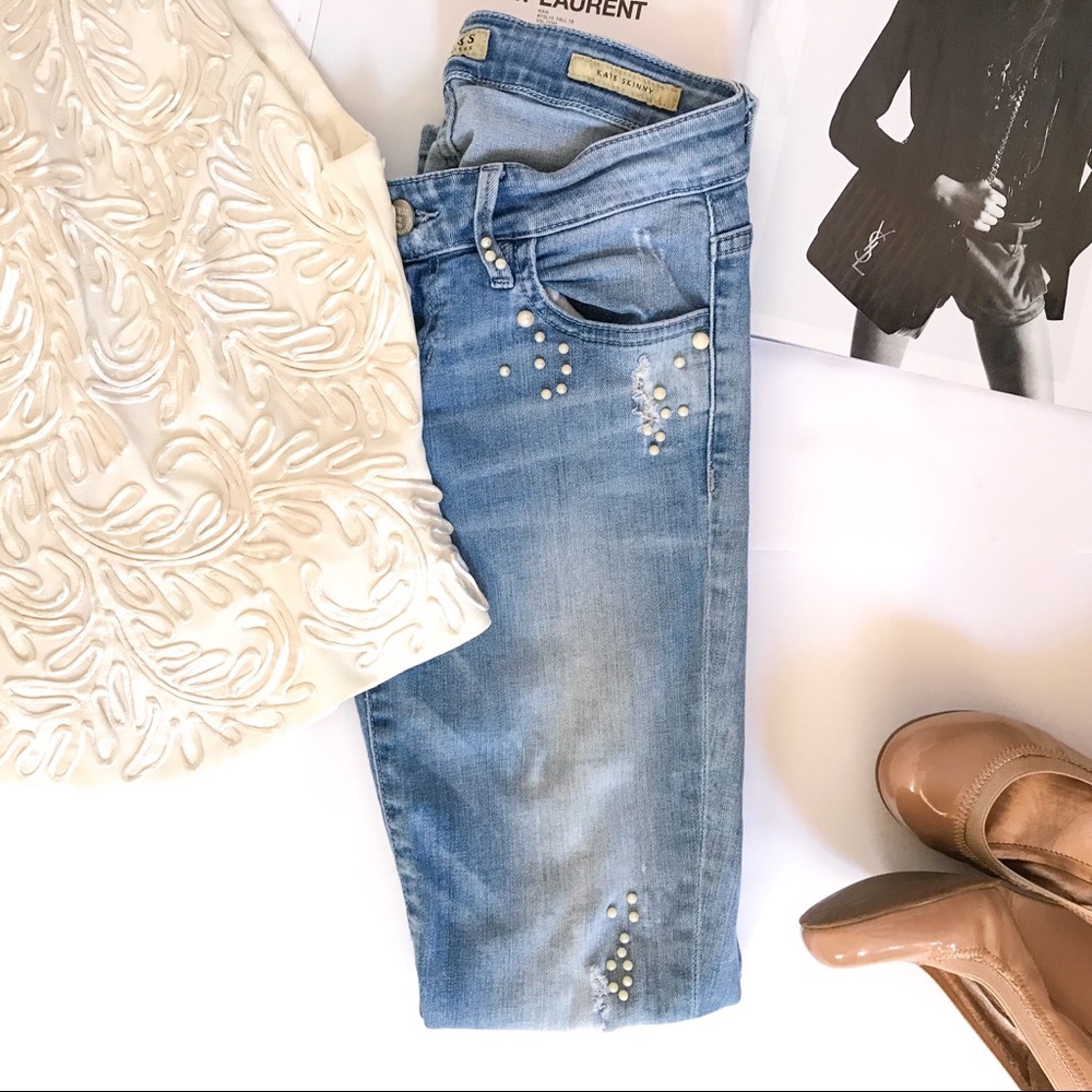 Guess Kate Skinny Jeans Pearl Embellished Denim